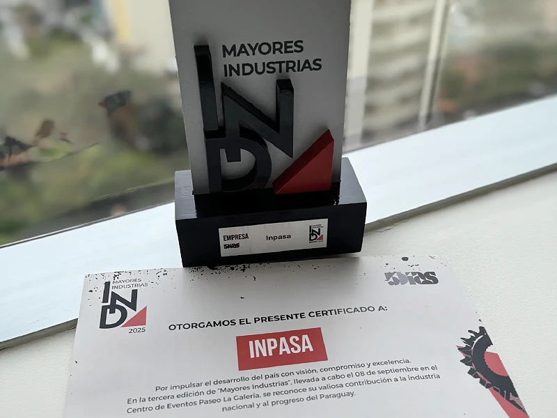 Inpasa recibe el Certificado Mayores Industrias del Paraguay 2025