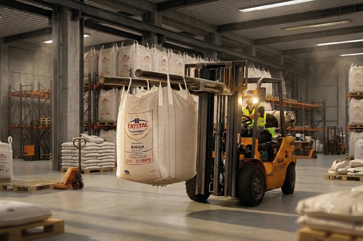 Depósito con big bags de Azúcar Crystal
