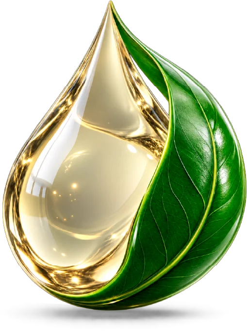 Gota de biodiesel envuelta en una hoja verde