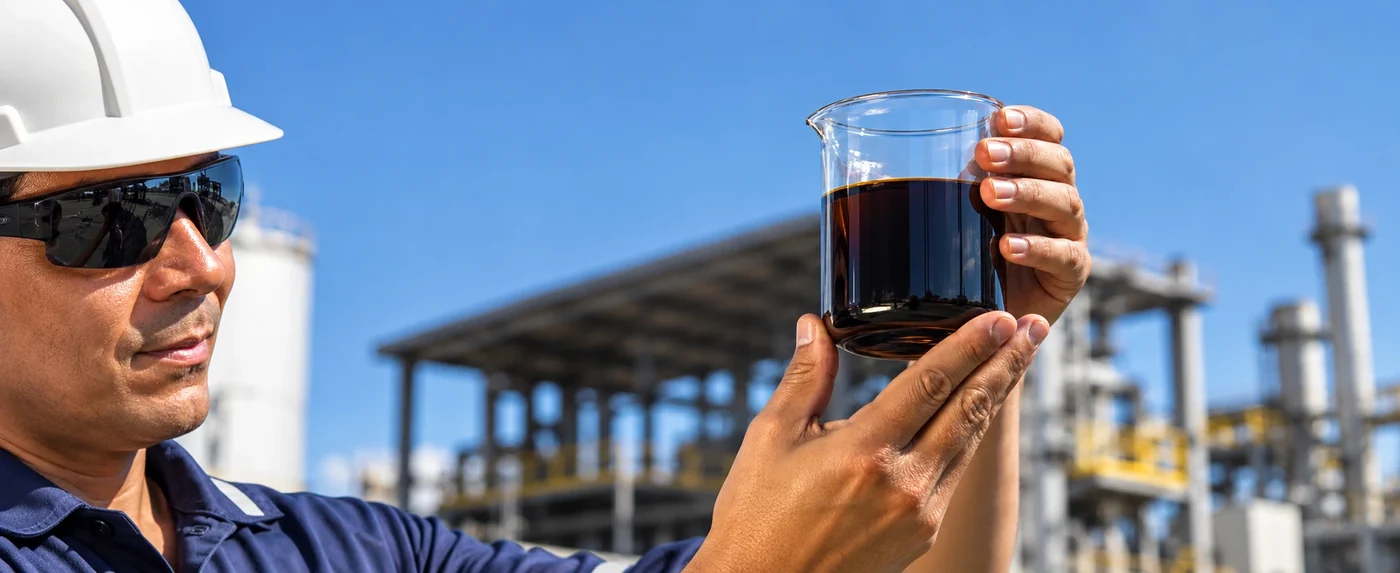 Colaborador de Inpasa sosteniendo un vaso con glicerina en la planta