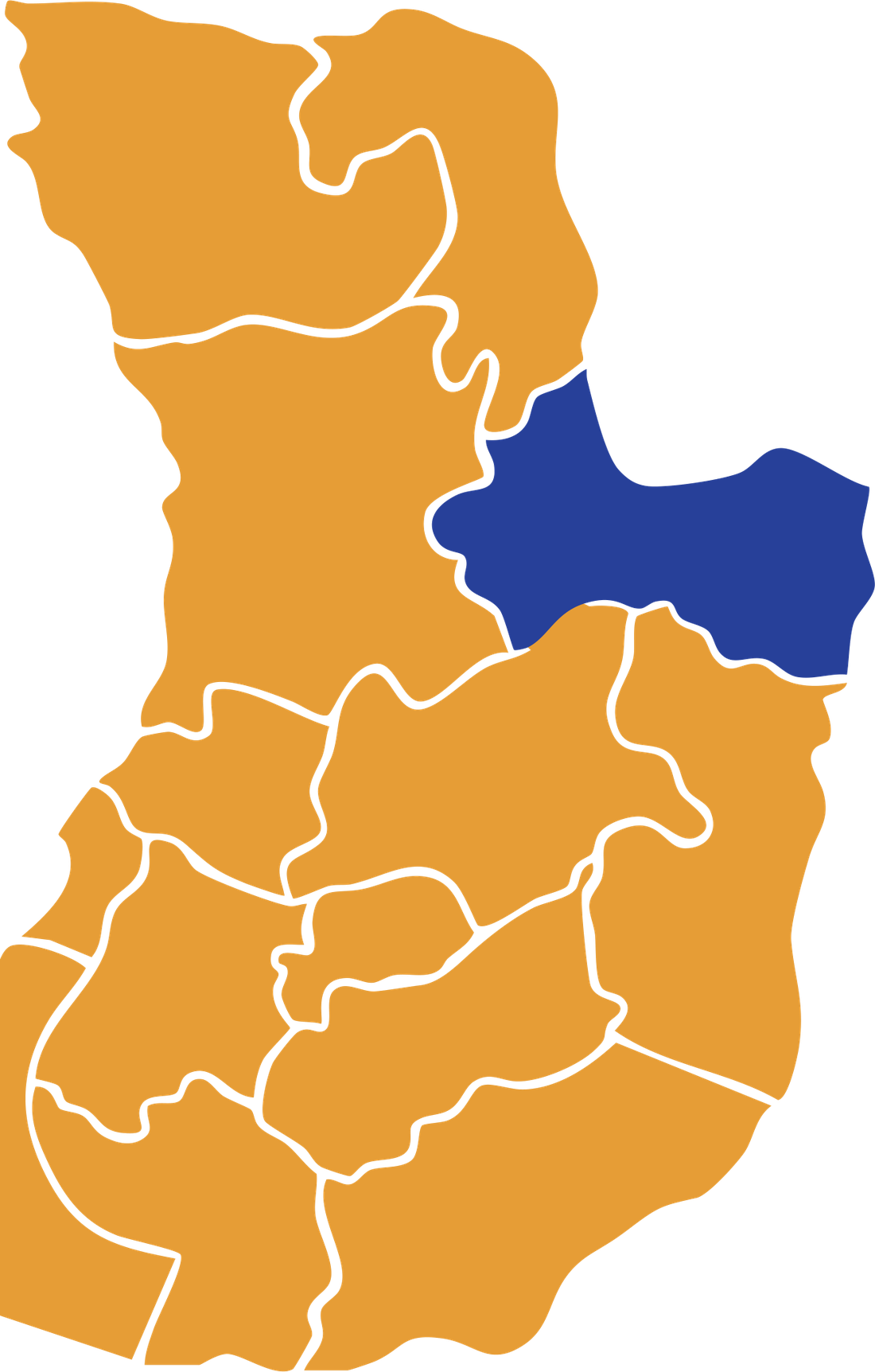 Mapa del Paraguay con el departamento de Canindeyú destacado