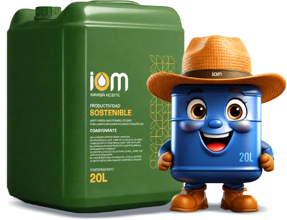 Envase de IOM 20L con la mascota Inpasa